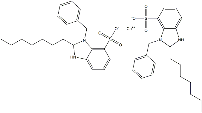 ビス(1-ベンジル-2-ヘプチル-2,3-ジヒドロ-1H-ベンゾイミダゾール-7-スルホン酸)カルシウム 化学構造式