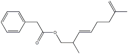 Phenylacetic acid 2,7-dimethyl-3,7-octadienyl ester Structure