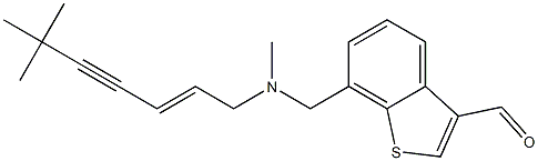 7-[N-[(E)-6,6-ジメチル-2-ヘプテン-4-イン-1-イル]メチルアミノメチル]-1-ベンゾチオフェン-3-カルボアルデヒド 化学構造式