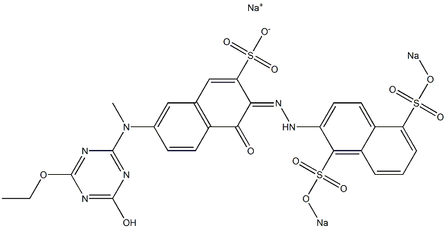 3-[2-[1,5-Bis(sodiosulfo)-2-naphtyl]hydrazono]-4-oxo-3,4-dihydro-7-[(4-hydroxy-6-ethyloxy-1,3,5-triazine-2-yl)(methyl)amino]naphthalene-2-sulfonic acid sodium salt