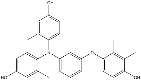 N,N-Bis(4-hydroxy-2-methylphenyl)-3-(4-hydroxy-2,3-dimethylphenoxy)benzenamine,,结构式