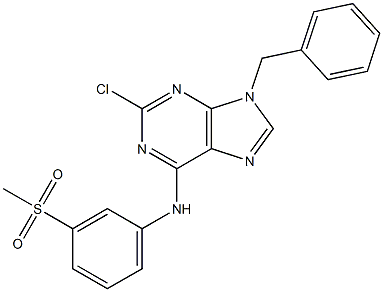 9-Benzyl-2-chloro-6-(3-methylsulfonylphenylamino)-9H-purine Struktur