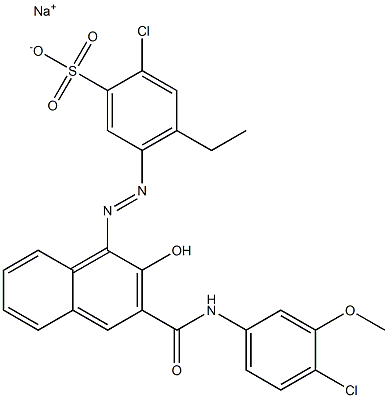 2-Chloro-4-ethyl-5-[[3-[[(4-chloro-3-methoxyphenyl)amino]carbonyl]-2-hydroxy-1-naphtyl]azo]benzenesulfonic acid sodium salt 结构式