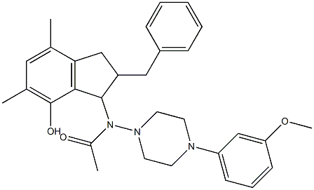 2,3-Dihydro-3-[[4-(3-methoxyphenyl)-1-piperazinyl]acetylamino]-2-benzyl-5,7-dimethyl-1H-inden-4-ol|