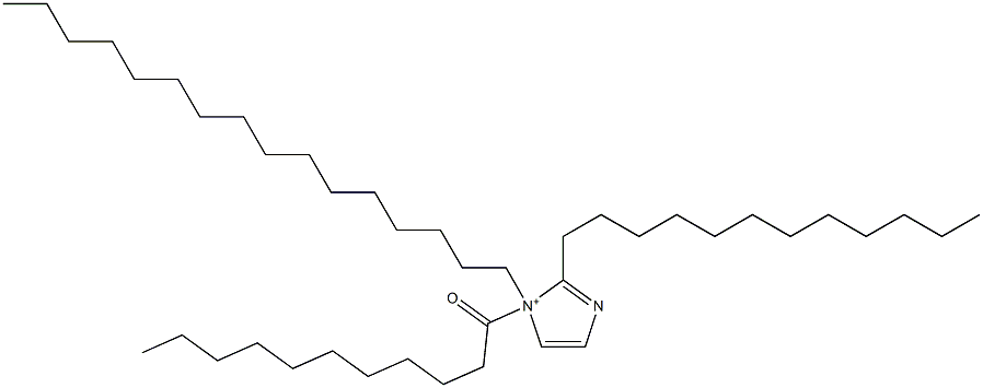 2-ドデシル-1-ヘキサデシル-1-ウンデカノイル-1H-イミダゾール-1-イウム 化学構造式