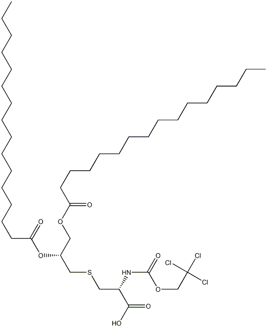 S-[(R)-2,3-ビス(パルミトイルオキシ)プロピル]-N-(2,2,2-トリクロロエトキシカルボニル)-L-システイン 化学構造式