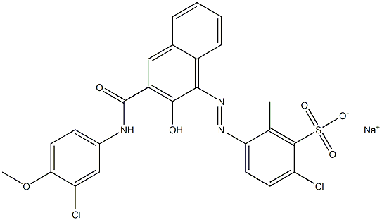 2-Chloro-6-methyl-5-[[3-[[(3-chloro-4-methoxyphenyl)amino]carbonyl]-2-hydroxy-1-naphtyl]azo]benzenesulfonic acid sodium salt 结构式