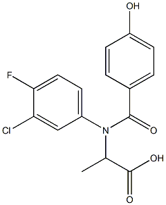 2-[N-(4-Hydroxybenzoyl)-3-chloro-4-fluoroanilino]propanoic acid Structure