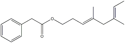 Phenylacetic acid 4,6-dimethyl-3,6-octadienyl ester Struktur