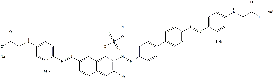 N-[3-Amino-4-[[4'-[[7-[[2-amino-4-[(sodiooxycarbonylmethyl)amino]phenyl]azo]-1-hydroxy-3-sodiosulfo-2-naphthalenyl]azo]-1,1'-biphenyl-4-yl]azo]phenyl]glycine sodium salt 结构式