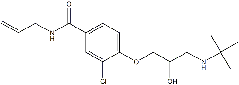 1-[4-[(2-プロペニル)カルバモイル]-2-クロロフェノキシ]-3-[tert-ブチルアミノ]-2-プロパノール 化学構造式