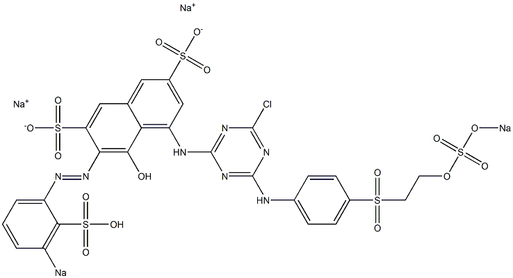 5-Hydroxy-4-[[4-chloro-6-[4-[[2-(sodiosulfooxy)ethyl]sulfonyl]anilino]-1,3,5-triazin-2-yl]amino]-6-[(3-sodiosulfophenyl)azo]-2,7-naphthalenedisulfonic acid disodium salt Structure