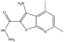 2-[[ヒドラジノ]カルボニル]-4,6-ジメチルチエノ[2,3-b]ピリジン-3-アミン 化学構造式