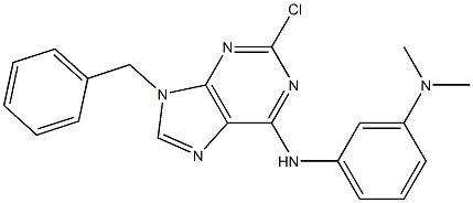 9-ベンジル-2-クロロ-6-(3-ジメチルアミノフェニルアミノ)-9H-プリン 化学構造式