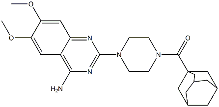 2-[4-[(1-アダマンチル)カルボニル]-1-ピペラジニル]-4-アミノ-6,7-ジメトキシキナゾリン 化学構造式