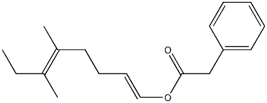 Phenylacetic acid 5,6-dimethyl-1,5-octadienyl ester Struktur
