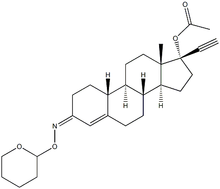 (17R)-17-(Acetyloxy)-19-norpregn-4-en-20-yn-3-one O-(tetrahydro-2H-pyran-2-yl)oxime Structure