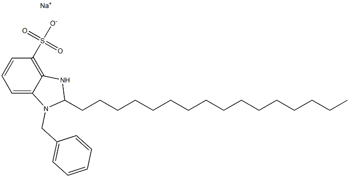 1-ベンジル-2,3-ジヒドロ-2-ヘキサデシル-1H-ベンゾイミダゾール-4-スルホン酸ナトリウム 化学構造式