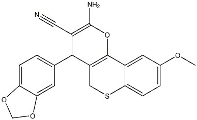 2-Amino-4-[3,4-(methylenebisoxy)phenyl]-9-methoxy-4H,5H-[1]benzothiopyrano[4,3-b]pyran-3-carbonitrile