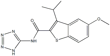 3-Isopropyl-5-methoxy-N-(1H-tetrazol-5-yl)benzo[b]thiophene-2-carboxamide,,结构式