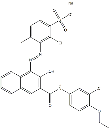 2-Chloro-4-methyl-3-[[3-[[(3-chloro-4-ethoxyphenyl)amino]carbonyl]-2-hydroxy-1-naphtyl]azo]benzenesulfonic acid sodium salt 结构式