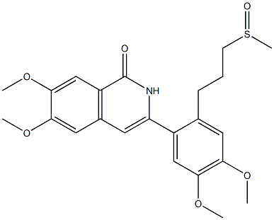 6,7-ジメトキシ-3-[4,5-ジメトキシ-2-(3-メチルスルフィニルプロピル)フェニル]イソキノリン-1(2H)-オン 化学構造式