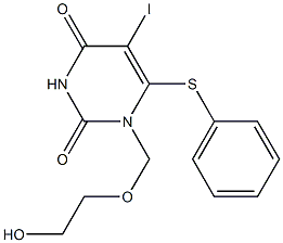 1-(2-ヒドロキシエトキシメチル)-6-フェニルチオ-5-ヨードウラシル 化学構造式