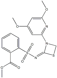 2-[[3-(4,6-Dimethoxypyridin-2-yl)-1,3-thiazetidin-2-ylidene]aminosulfonyl]benzoic acid methyl ester,,结构式