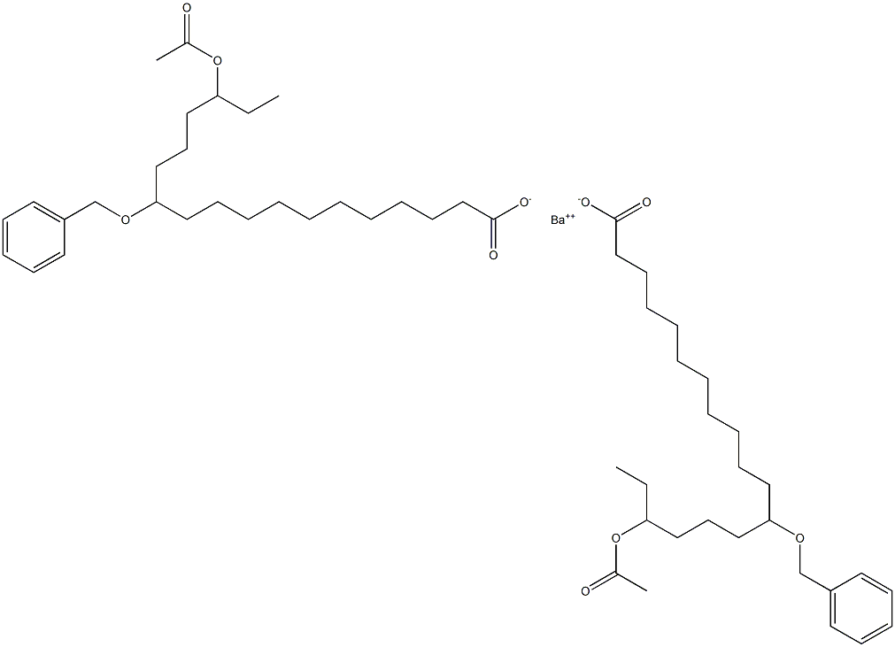 ビス(12-ベンジルオキシ-16-アセチルオキシステアリン酸)バリウム 化学構造式