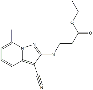 3-[(3-Cyano-7-methylpyrazolo[1,5-a]pyridin-2-yl)thio]propionic acid ethyl ester,,结构式