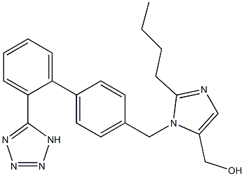 2-Butyl-1-[[2'-(1H-tetrazol-5-yl)-1,1'-biphenyl-4-yl]methyl]-1H-imidazole-5-methanol,,结构式
