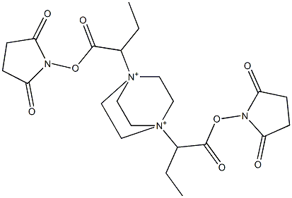 1,4-Bis[1-(2,5-dioxopyrrolidin-1-yloxycarbonyl)propyl]-1,4-diazoniabicyclo[2.2.2]octane 结构式