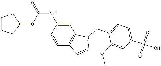 4-[6-(Cyclopentyloxycarbonylamino)-1H-indol-1-ylmethyl]-3-methoxybenzenesulfonic acid,,结构式