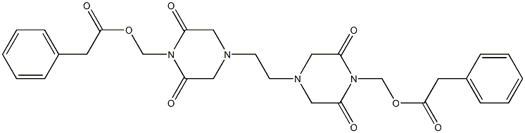 4,4'-エチレンビス(2,6-ジオキソピペラジン-1-メタノール)ビス(フェニルアセタート) 化学構造式