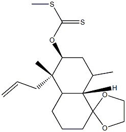 ジチオ炭酸S-メチルO-[[(1S,2S,4aS)-デカヒドロ-1-アリル-1,4-ジメチル-5,5-エチレンビスオキシナフタレン]-2-イル] 化学構造式