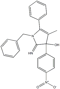 1-Benzyl-5-imino-3-methyl-4-(4-nitrophenyl)-2-phenyl-4,5-dihydro-1H-pyrrol-4-ol,,结构式