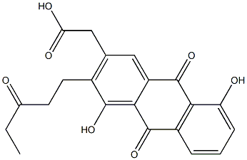 9,10-Dihydro-9,10-dioxo-1,5-dihydroxy-2-(3-oxopentyl)anthracene-3-acetic acid Structure