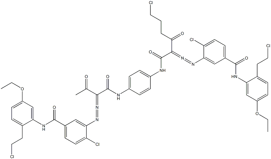 3,3'-[2-(2-Chloroethyl)-1,4-phenylenebis[iminocarbonyl(acetylmethylene)azo]]bis[N-[2-(2-chloroethyl)-5-ethoxyphenyl]-4-chlorobenzamide] Structure