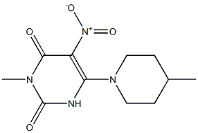 3-Methyl-5-nitro-6-(4-methylpiperidin-1-yl)pyrimidine-2,4(1H,3H)-dione,,结构式