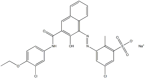 3-Chloro-6-methyl-5-[[3-[[(3-chloro-4-ethoxyphenyl)amino]carbonyl]-2-hydroxy-1-naphtyl]azo]benzenesulfonic acid sodium salt,,结构式