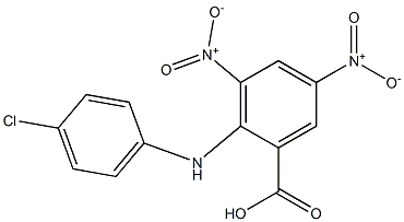 2-(4-クロロフェニルアミノ)-3,5-ジニトロ安息香酸 化学構造式