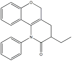 1,3,4,5-Tetrahydro-3-ethyl-1-phenyl-2H-[1]benzopyrano[4,3-b]pyridin-2-one 结构式