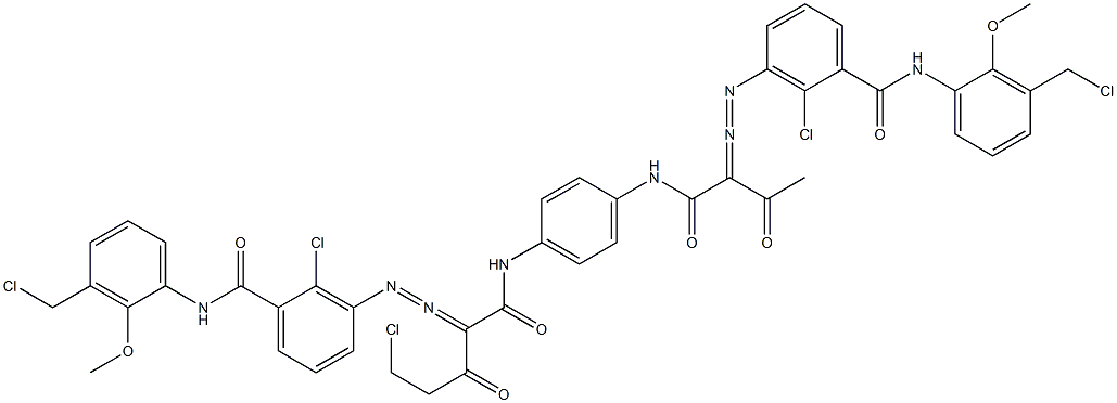 3,3'-[2-(Chloromethyl)-1,4-phenylenebis[iminocarbonyl(acetylmethylene)azo]]bis[N-[3-(chloromethyl)-2-methoxyphenyl]-2-chlorobenzamide] Structure