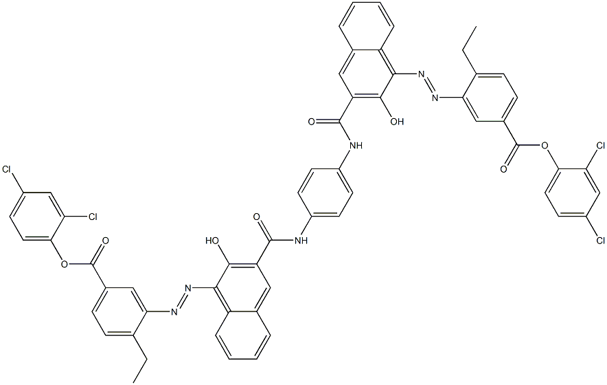 1,4-Bis[1-[[2-ethyl-5-(2,4-dichlorophenoxycarbonyl)phenyl]azo]-2-hydroxy-3-naphthoylamino]benzene 结构式