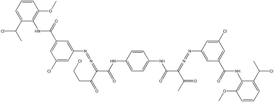 3,3'-[2-(Chloromethyl)-1,4-phenylenebis[iminocarbonyl(acetylmethylene)azo]]bis[N-[2-(1-chloroethyl)-6-methoxyphenyl]-5-chlorobenzamide] Structure