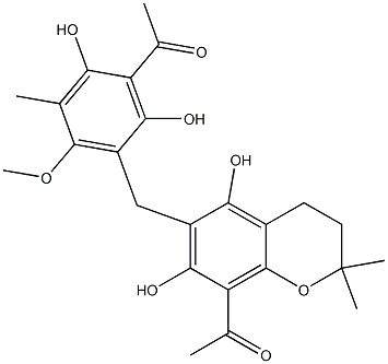 8-Acetyl-6-(3-acetyl-2,4-dihydroxy-5-methyl-6-methoxybenzyl)-3,4-dihydro-2,2-dimethyl-2H-1-benzopyran-5,7-diol Structure