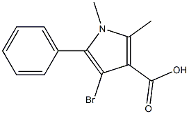 4-Bromo-1,2-dimethyl-5-phenyl-1H-pyrrole-3-carboxylic acid,,结构式