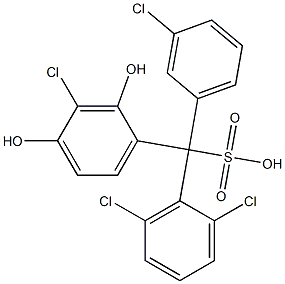 (3-クロロフェニル)(2,6-ジクロロフェニル)(3-クロロ-2,4-ジヒドロキシフェニル)メタンスルホン酸 化学構造式