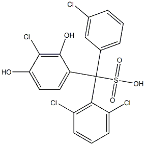 (3-Chlorophenyl)(2,6-dichlorophenyl)(3-chloro-2,4-dihydroxyphenyl)methanesulfonic acid Struktur