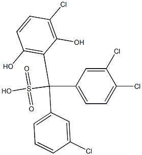 (3-クロロフェニル)(3,4-ジクロロフェニル)(3-クロロ-2,6-ジヒドロキシフェニル)メタンスルホン酸 化学構造式